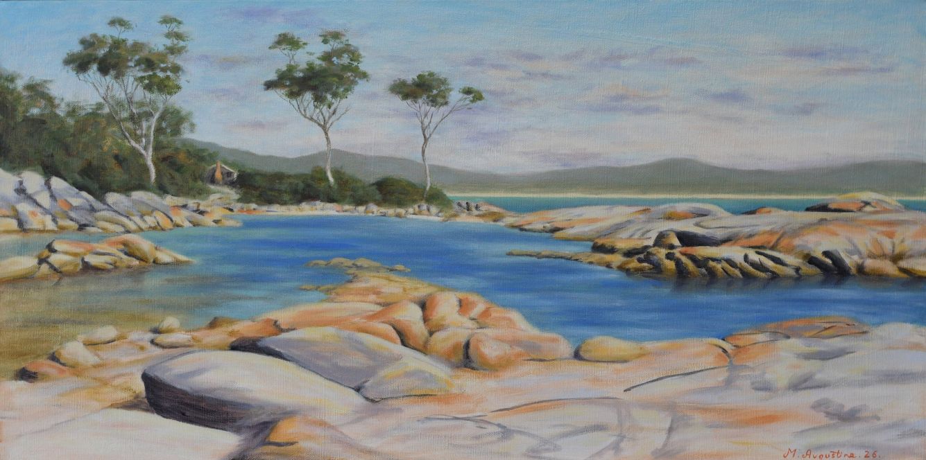 Rock pool Bicheno 46x91cm $2700